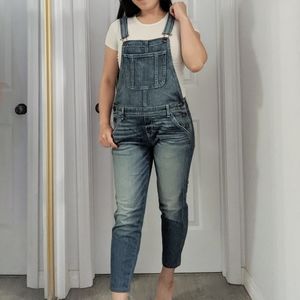 Abercrombie & Fitch Faded Denim Cropped Overalls